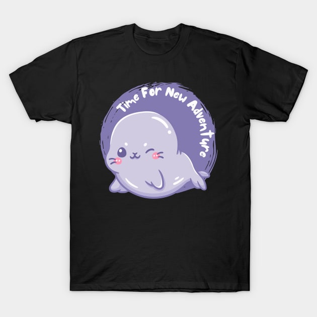 Time for new adventure Hello little seal cute baby outfit T-Shirt by BoogieCreates